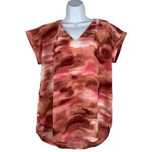 Simply Vera Vera Wang Womens V-Neck Blouse Abstract Print Polyester Medium